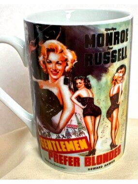 Gentlemen Prefer Blondes Mug: Marilyn Monroe Jane Russell Vintage Movie Poster
